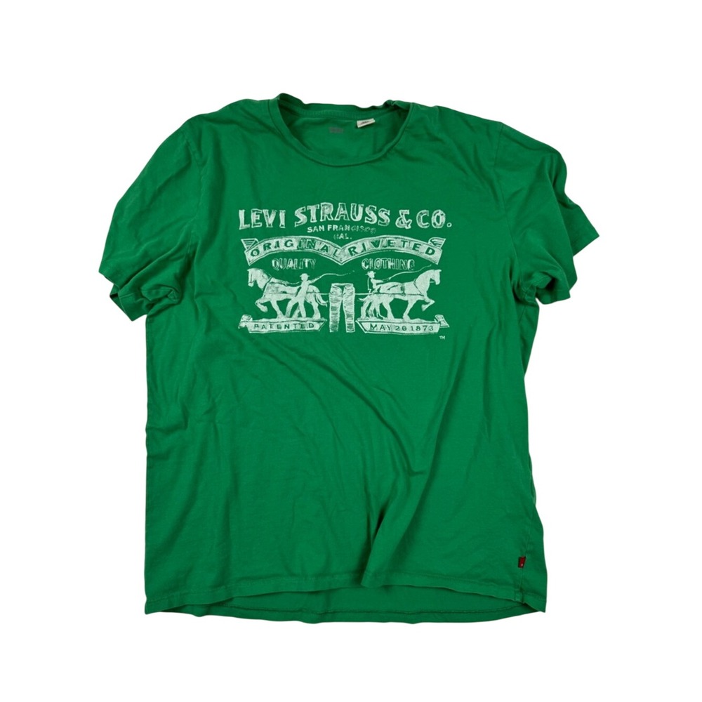 Levi's Graphic T-Shirt XL Green Original Riveted Logo Casual Tee‎